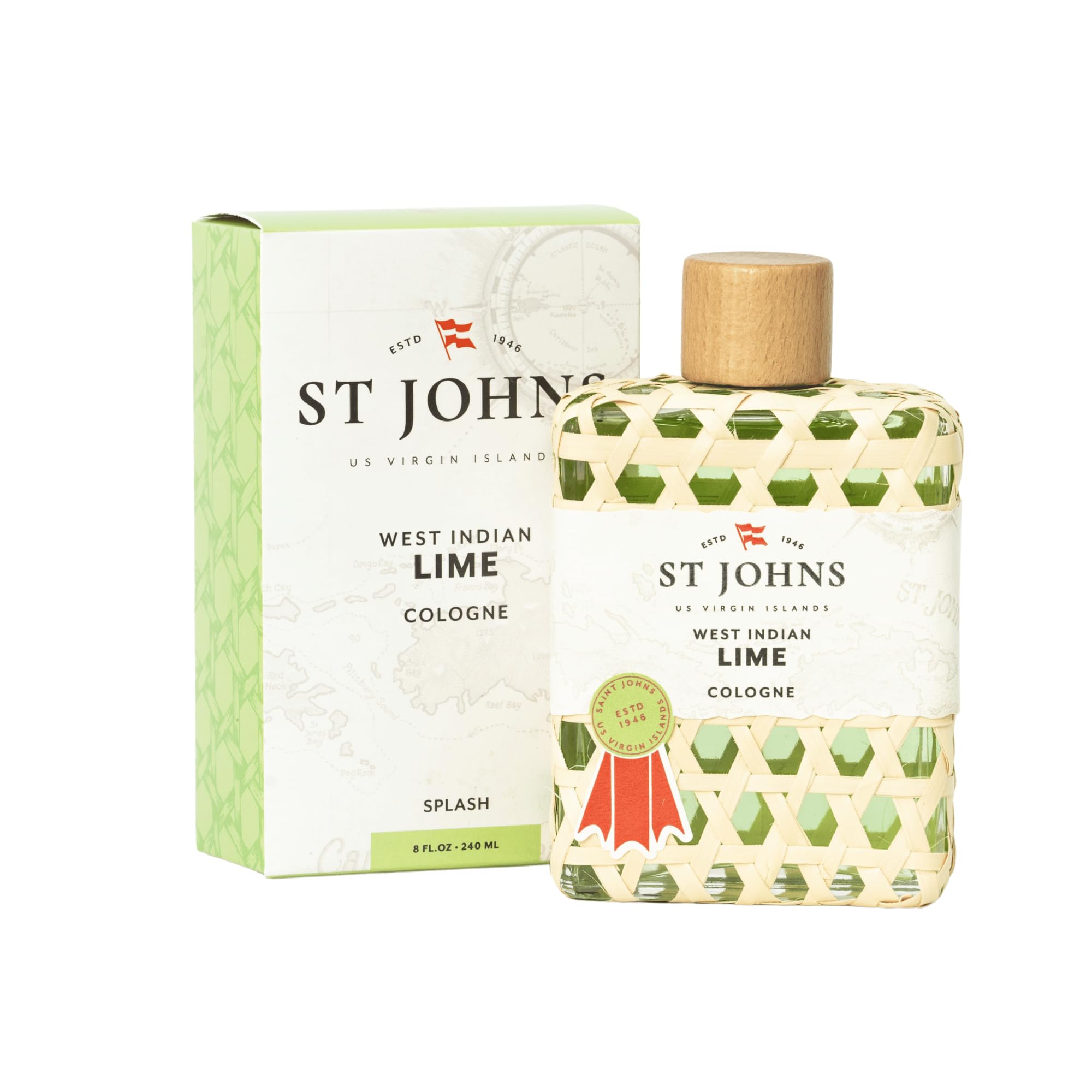 St. John West Indian Lime Aftershave – 8 oz Splash | Fresh Lime Scent for Men | Handcrafted Since 1946