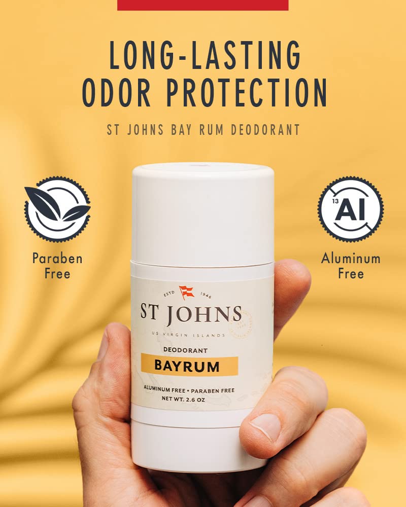 St. Johns Bay Rum Aluminum-Free Deodorant – Long-Lasting Odor Protection & Soothing Formula