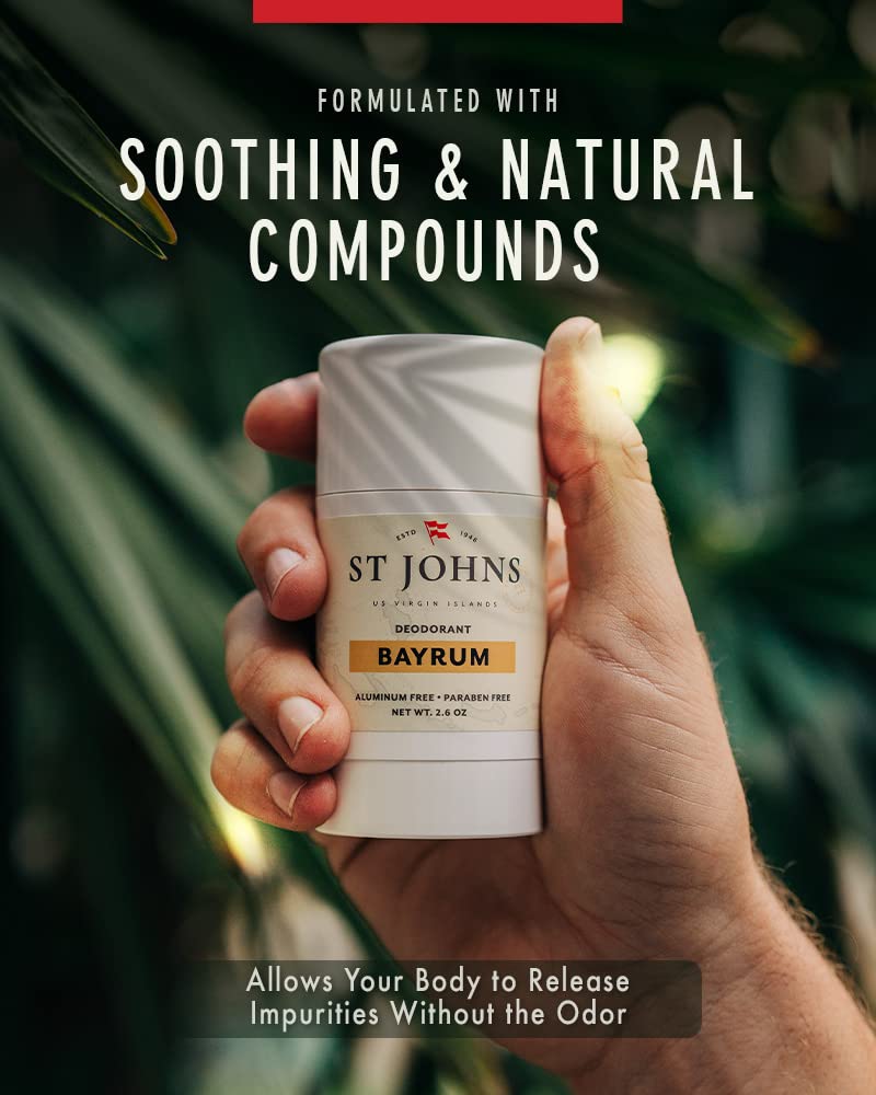 St. Johns Bay Rum Aluminum-Free Deodorant – Long-Lasting Odor Protection & Soothing Formula