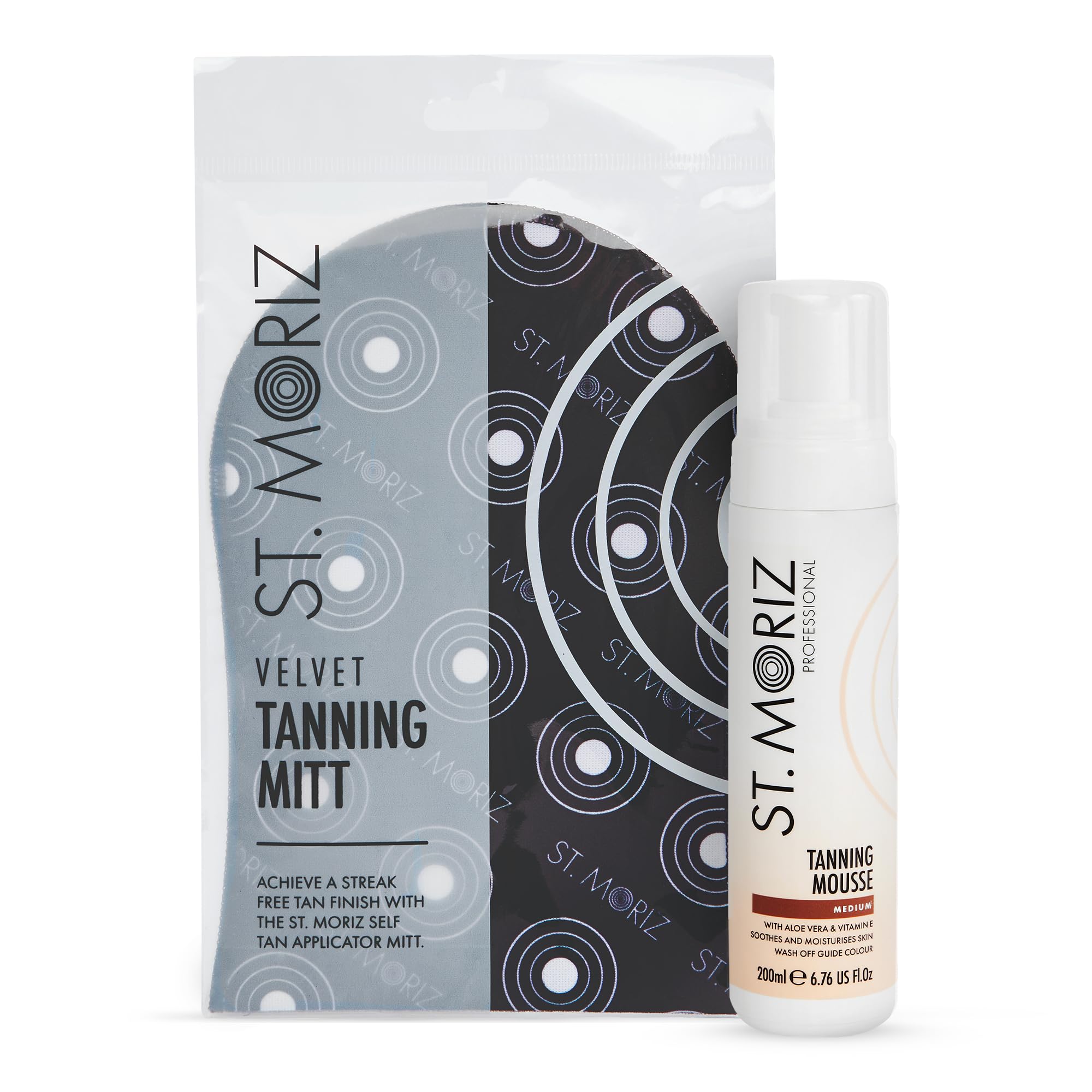 ST. MORIZ Professional Medium Self Tanner Mousse Bundle with Mitt - 200ml
