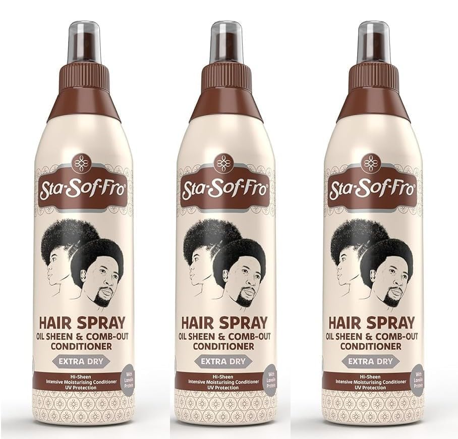 Sta-Sof-Fro Hair & Scalp Spray Comb Out Conditioner with Lanolin – Extra Dry, 3 x 250mL