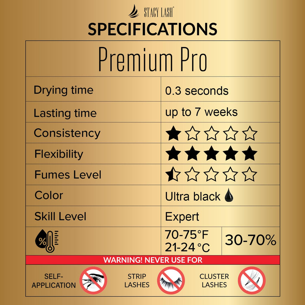 STACY LASH Premium Pro Eyelash Extension Glue – 0.17 oz, 0.3s Dry Time, Up to 7 Weeks Retention, Black Adhesive