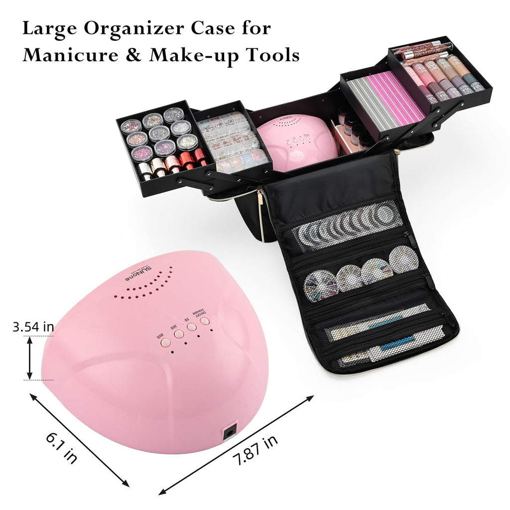 Stagiant Extra Large Makeup Case – 4-Tier Pro Train Case with Dividers for MUA & Nail Tech