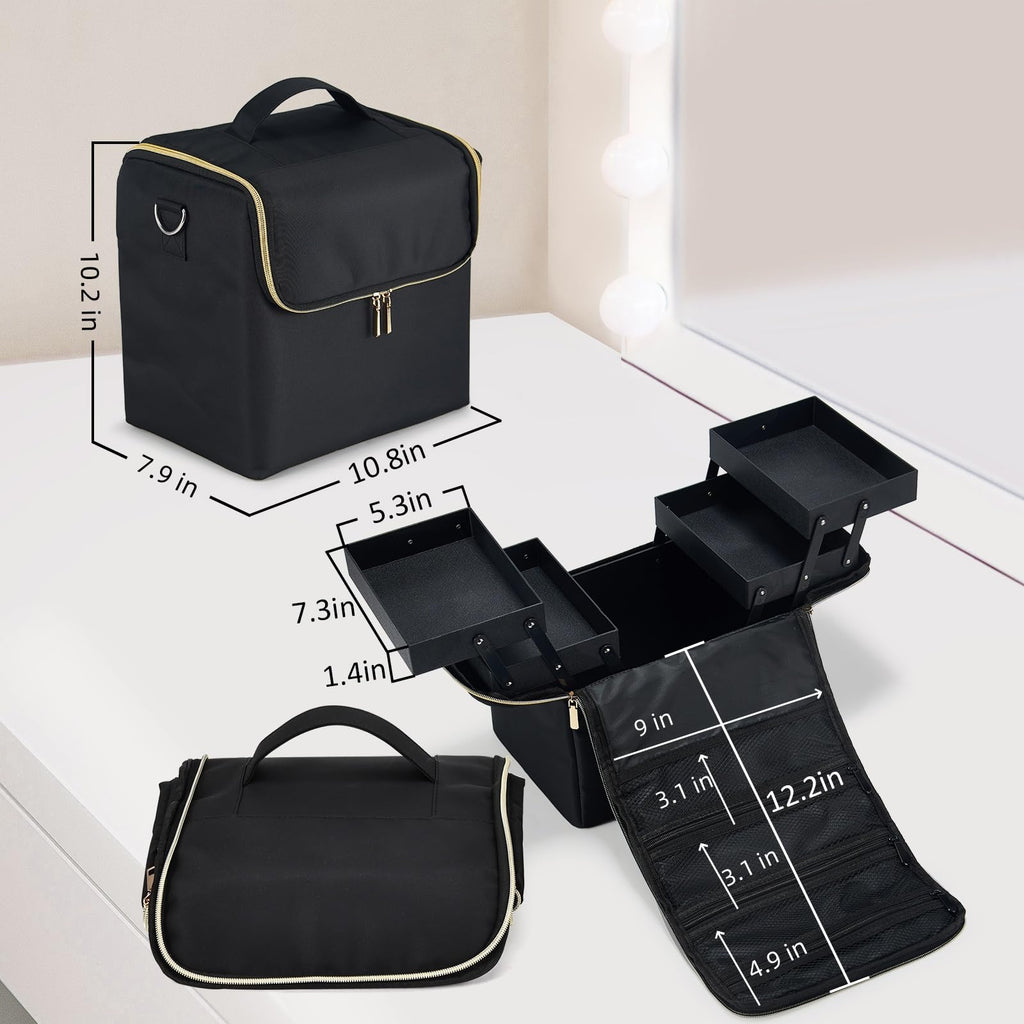 Stagiant Extra Large Makeup Case – 4-Tier Pro Train Case with Dividers for MUA & Nail Tech