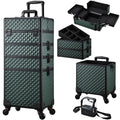Stagiant Rolling Makeup Case 4-in-1 on Wheels | Portable Salon Organizer (Green)