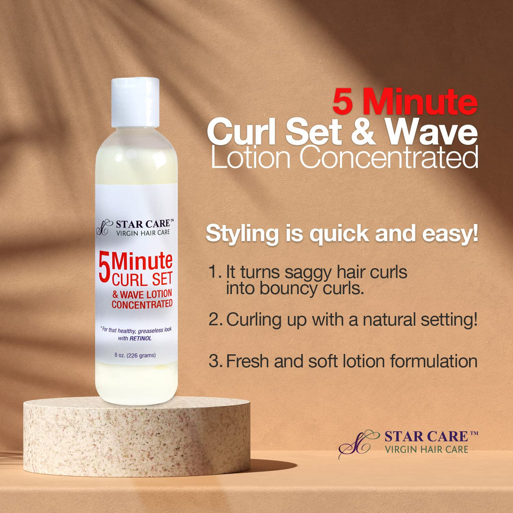 STAR CARE 5 Minute Curl Set & Wave Lotion with Retinol – Shine, Repair & Moisturize (8oz/226g) Pack of 2