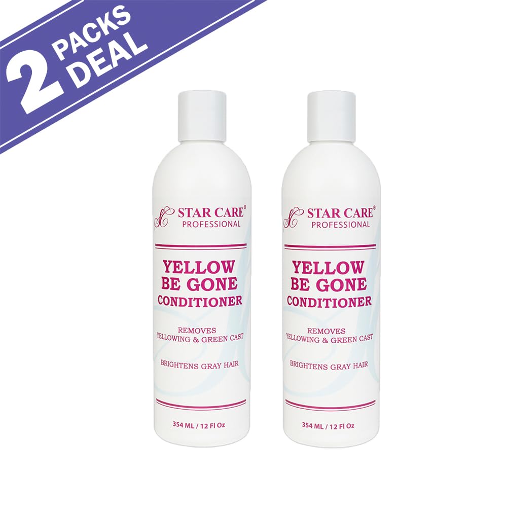 STAR CARE Yellow Be Gone Conditioner 12oz/354ml (2 Pack) – Neutralizes Brass & Strengthens Hair