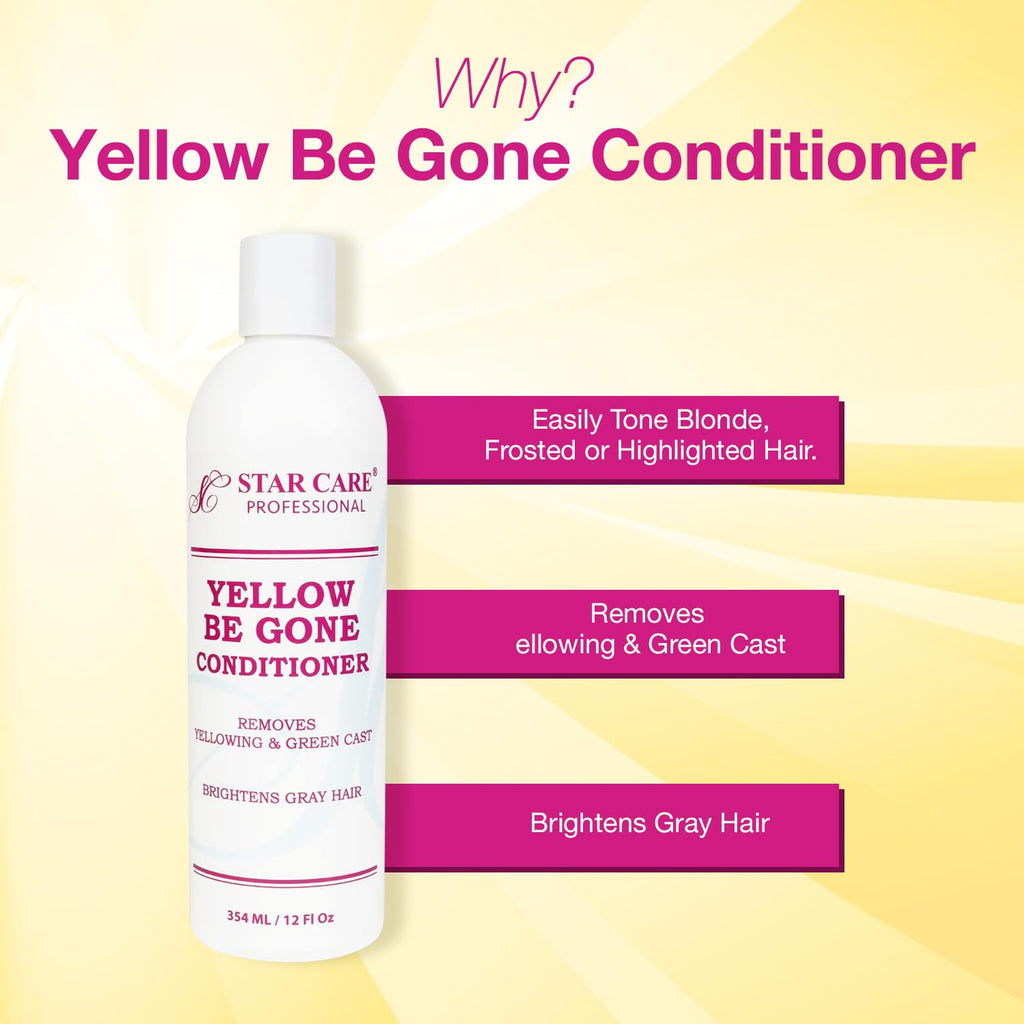 STAR CARE Yellow Be Gone Conditioner 12oz/354ml (2 Pack) – Neutralizes Brass & Strengthens Hair