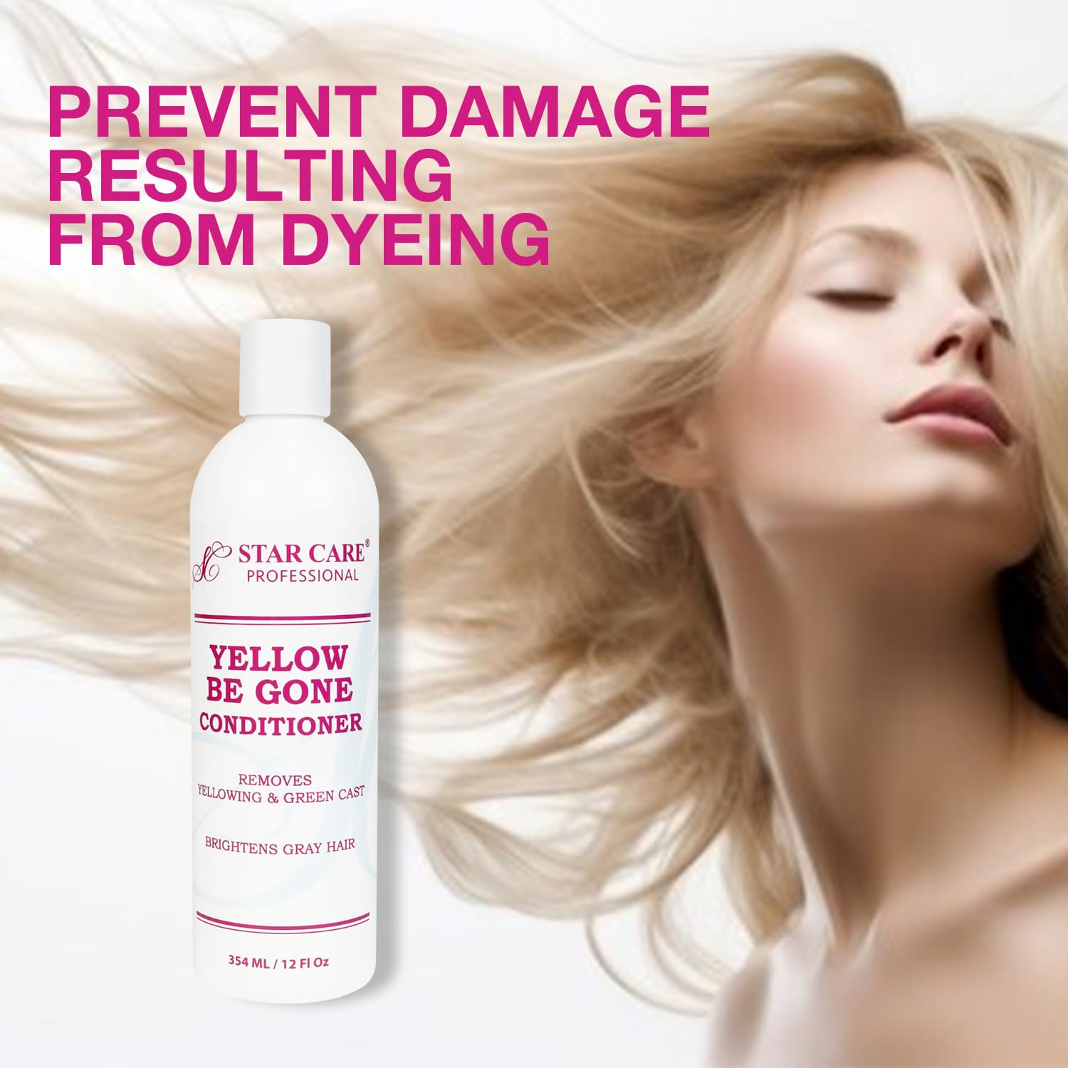 STAR CARE Yellow Be Gone Conditioner 12oz/354ml (2 Pack) – Neutralizes Brass & Strengthens Hair