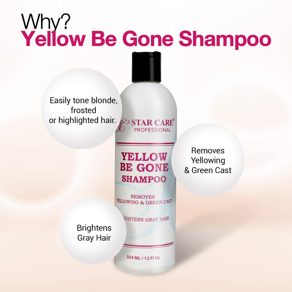 STAR CARE Yellow Be Gone Shampoo 2 Pack – Brassiness Neutralizer for Blonde & Gray Hair