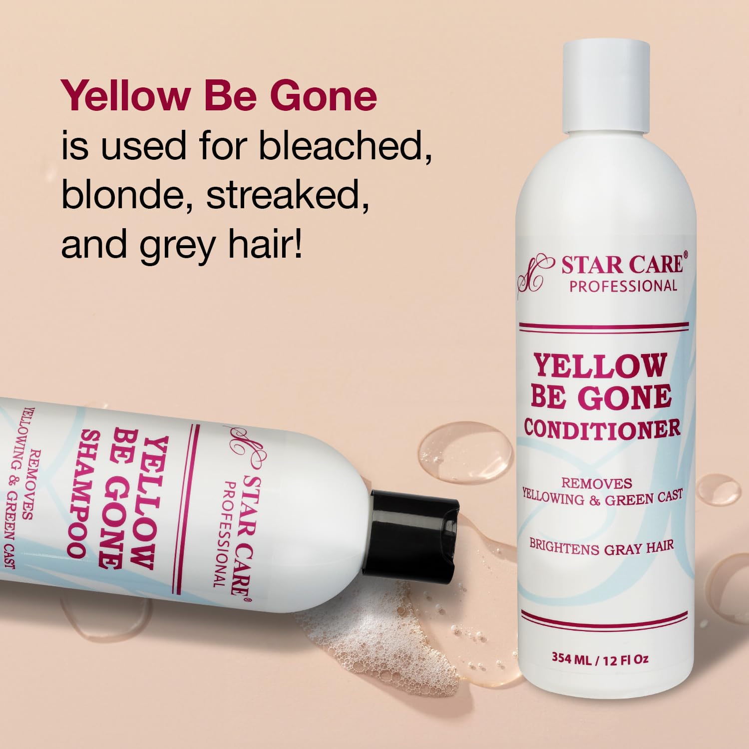 STAR CARE Yellow Be Gone Shampoo 2 Pack – Brassiness Neutralizer for Blonde & Gray Hair