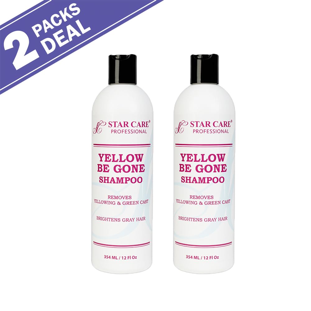 STAR CARE Yellow Be Gone Shampoo 2 Pack – Brassiness Neutralizer for Blonde & Gray Hair