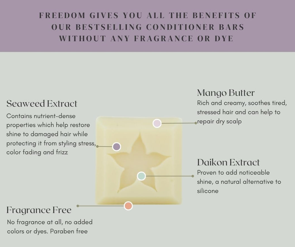 StarBars Conditioner Bar UNSCENTED & COLOR FREE – Sulfate-Free, Silicone-Free, Made in USA