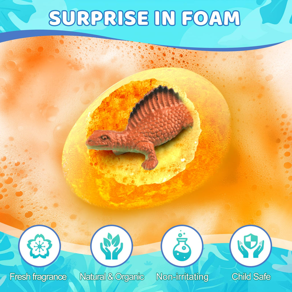 STARYAR Dinosaur Bath Bombs for Kids – 16-Pack with Surprise Toys