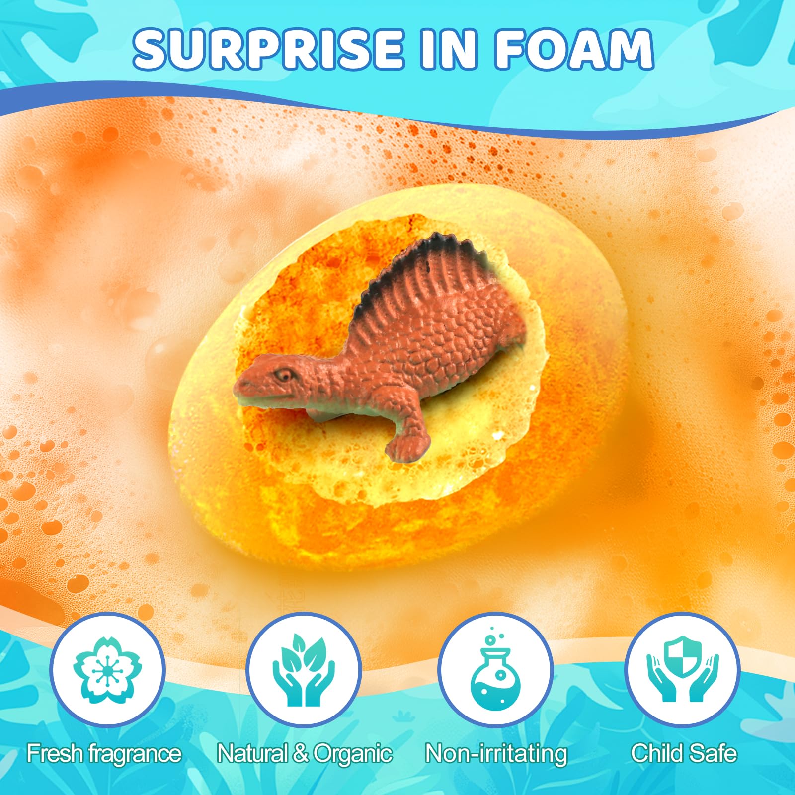 STARYAR Dinosaur Bath Bombs for Kids – 16-Pack with Surprise Toys