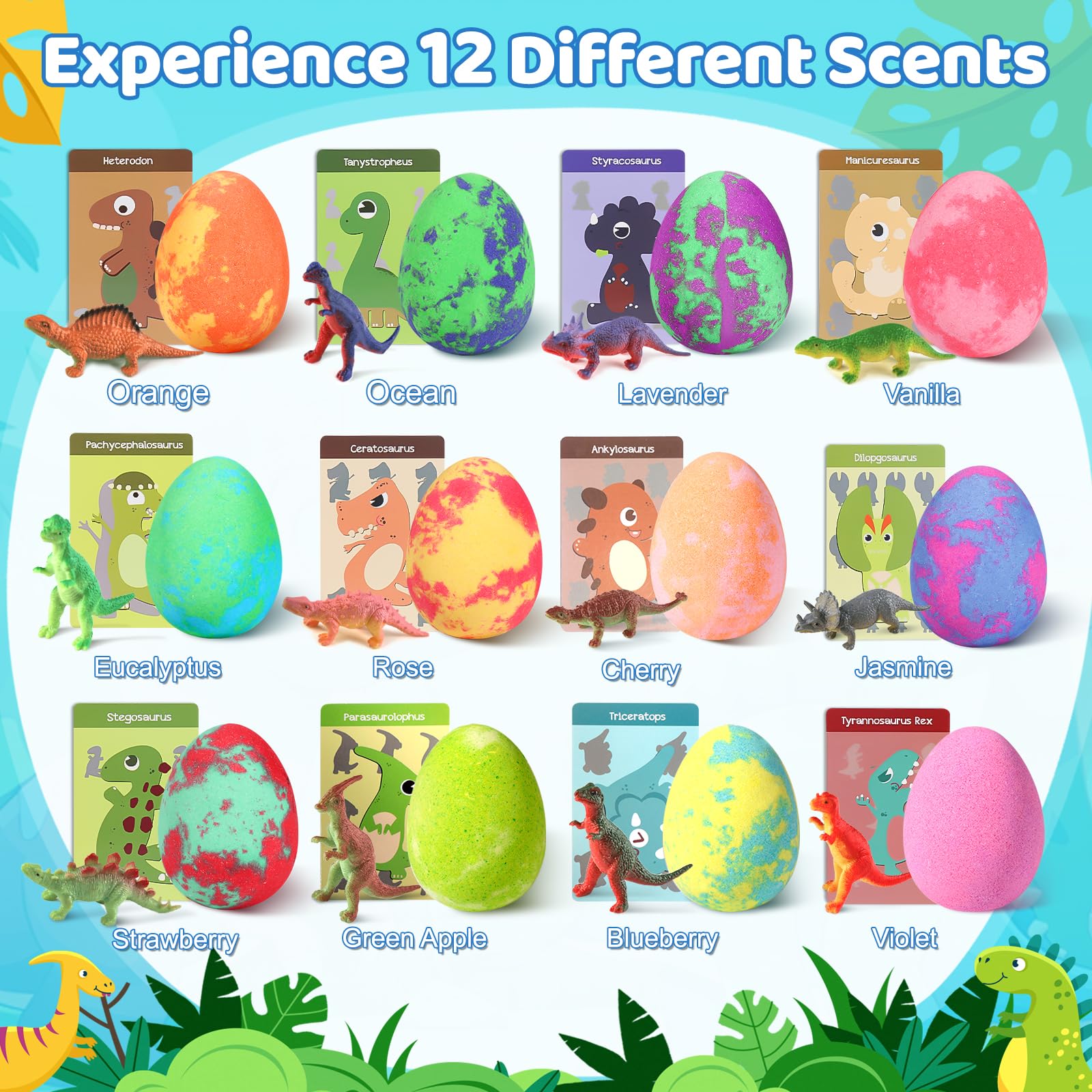 STARYAR Dinosaur Bath Bombs for Kids – 16-Pack with Surprise Toys