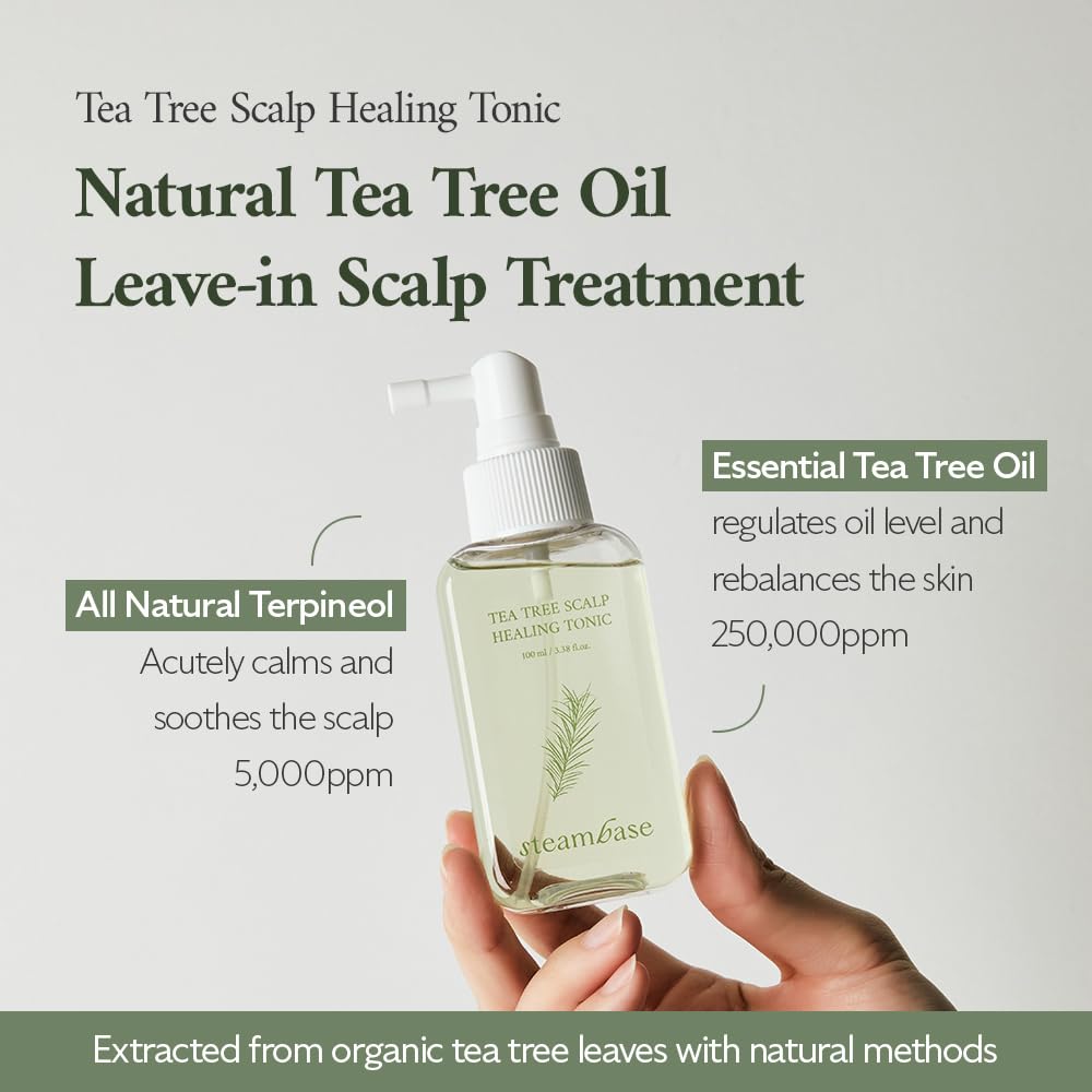STEAMBASE Tea Tree Scalp Healing Tonic | Hydrating, Soothing Scalp Spray | 3.38 fl oz