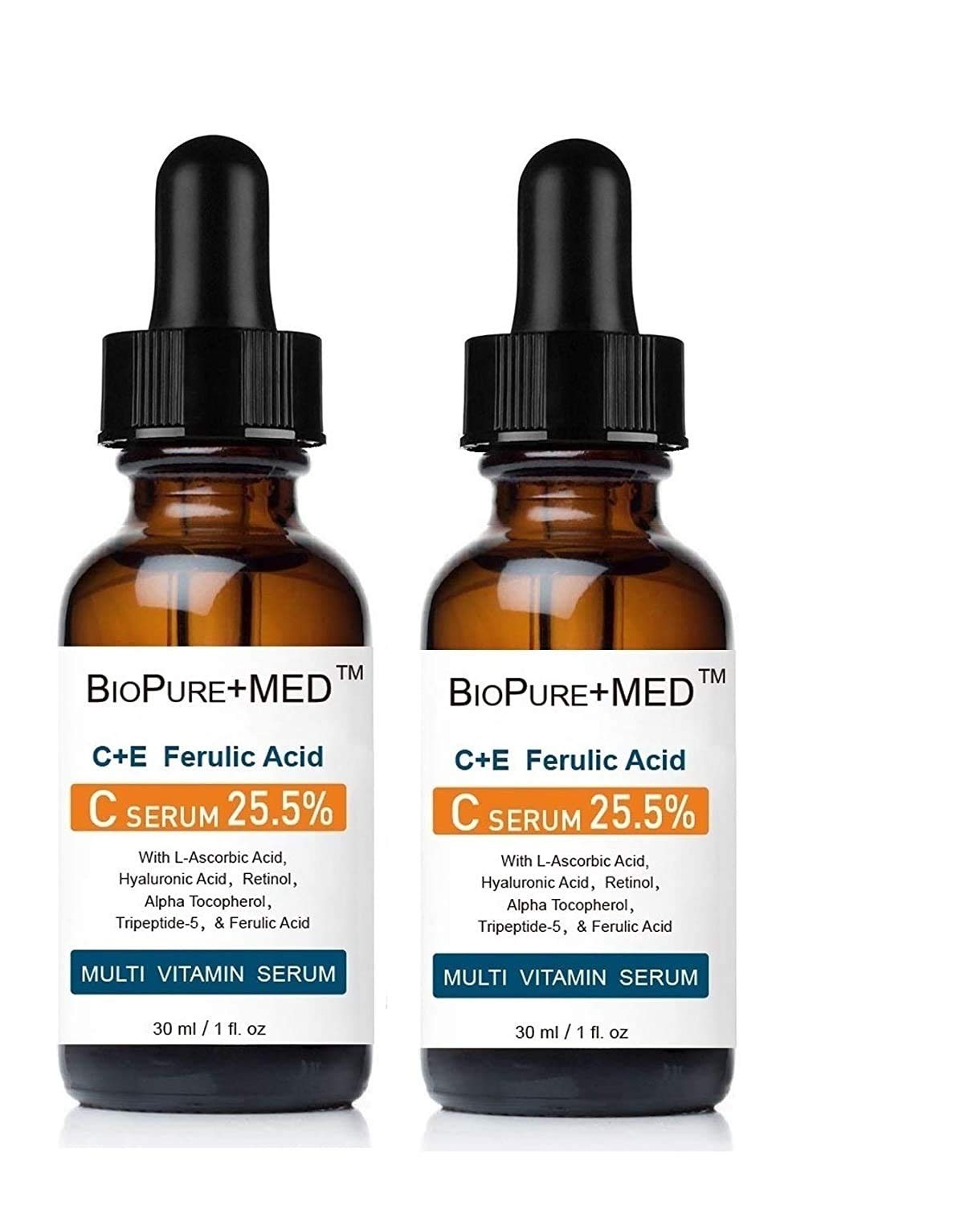 BioPureMED 25% Vitamin C CE Ferulic Serum – Tripeptide-5, Retinol & Hyaluronic Acid (2 Pack) | STEMBOTANY