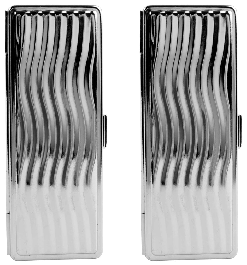 Stephanie Imports Set of 2 Vintage Lipstick Cases with Glass Mirror - Silver Wave