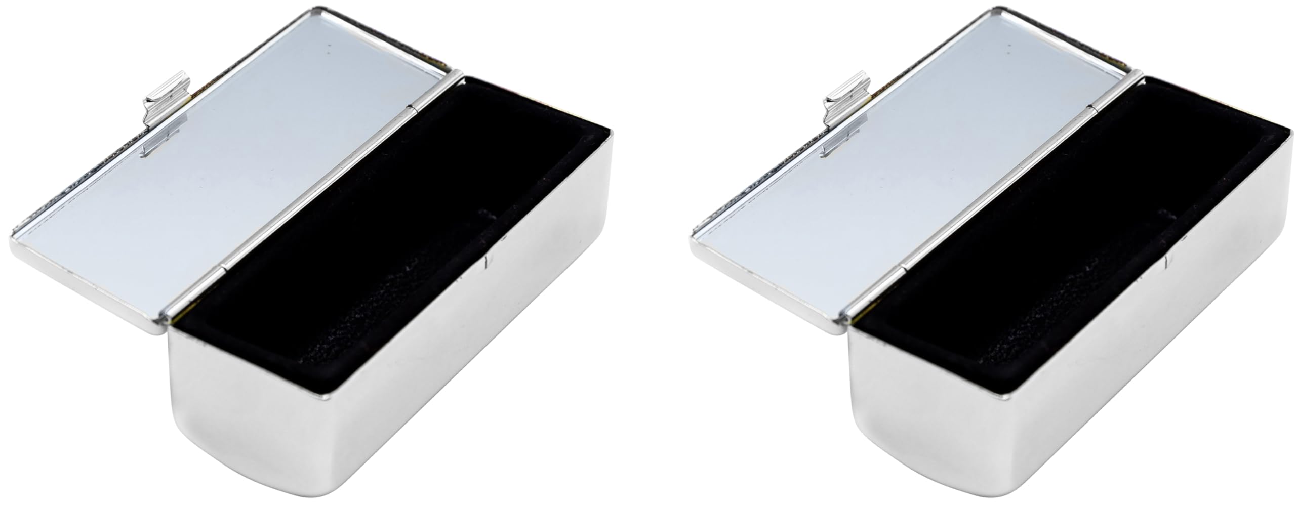 Stephanie Imports Set of 2 Vintage Lipstick Cases with Glass Mirror - Silver Wave