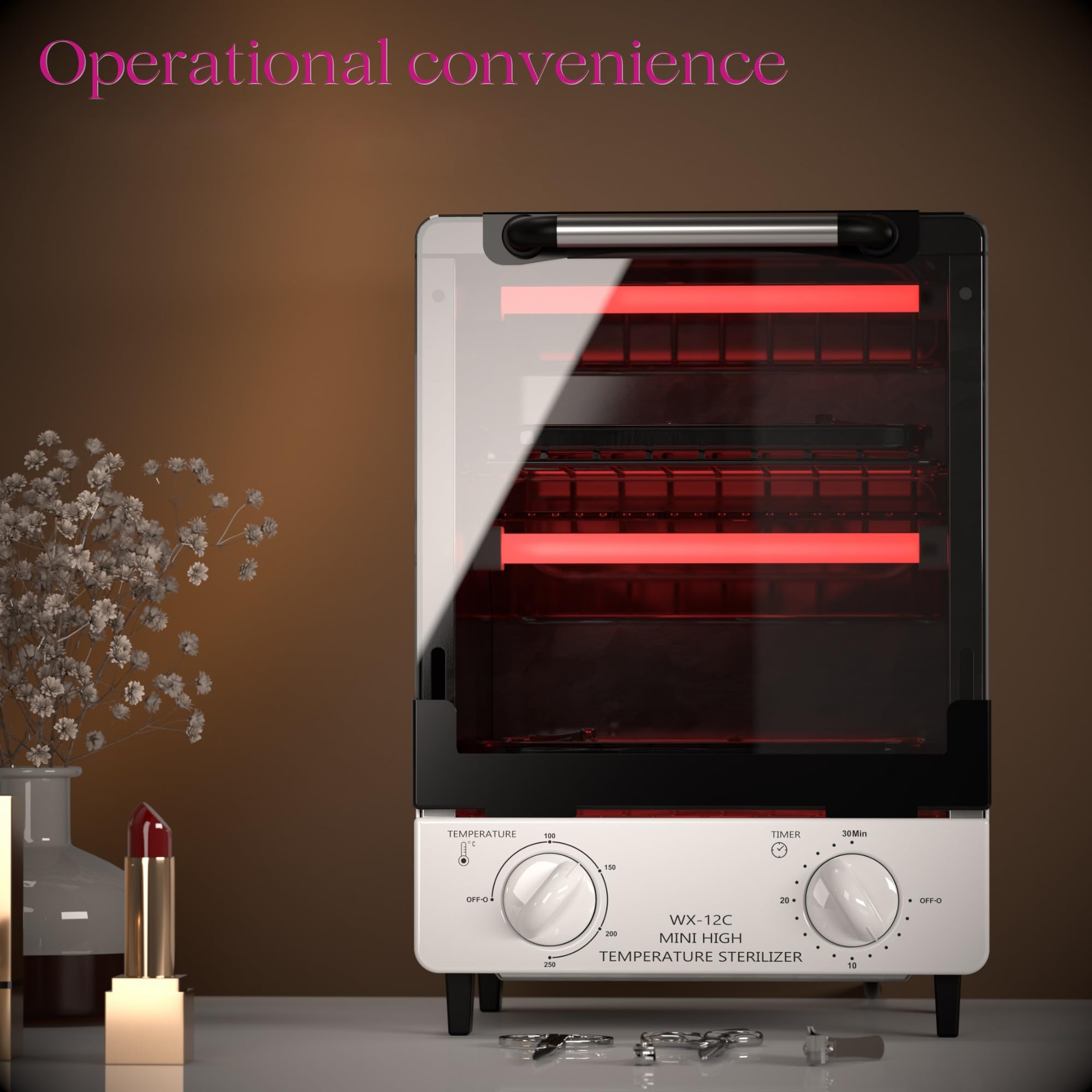 Sterilizer for Nail Tools - 12L High-Temperature Cleaning Box, 4 Temp Settings, 2 Trays, Tweezer Sterilizer, 110V