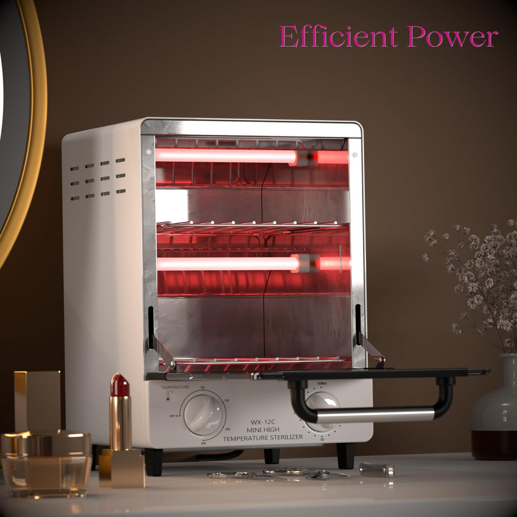 Sterilizer for Nail Tools - 12L High-Temperature Cleaning Box, 4 Temp Settings, 2 Trays, Tweezer Sterilizer, 110V