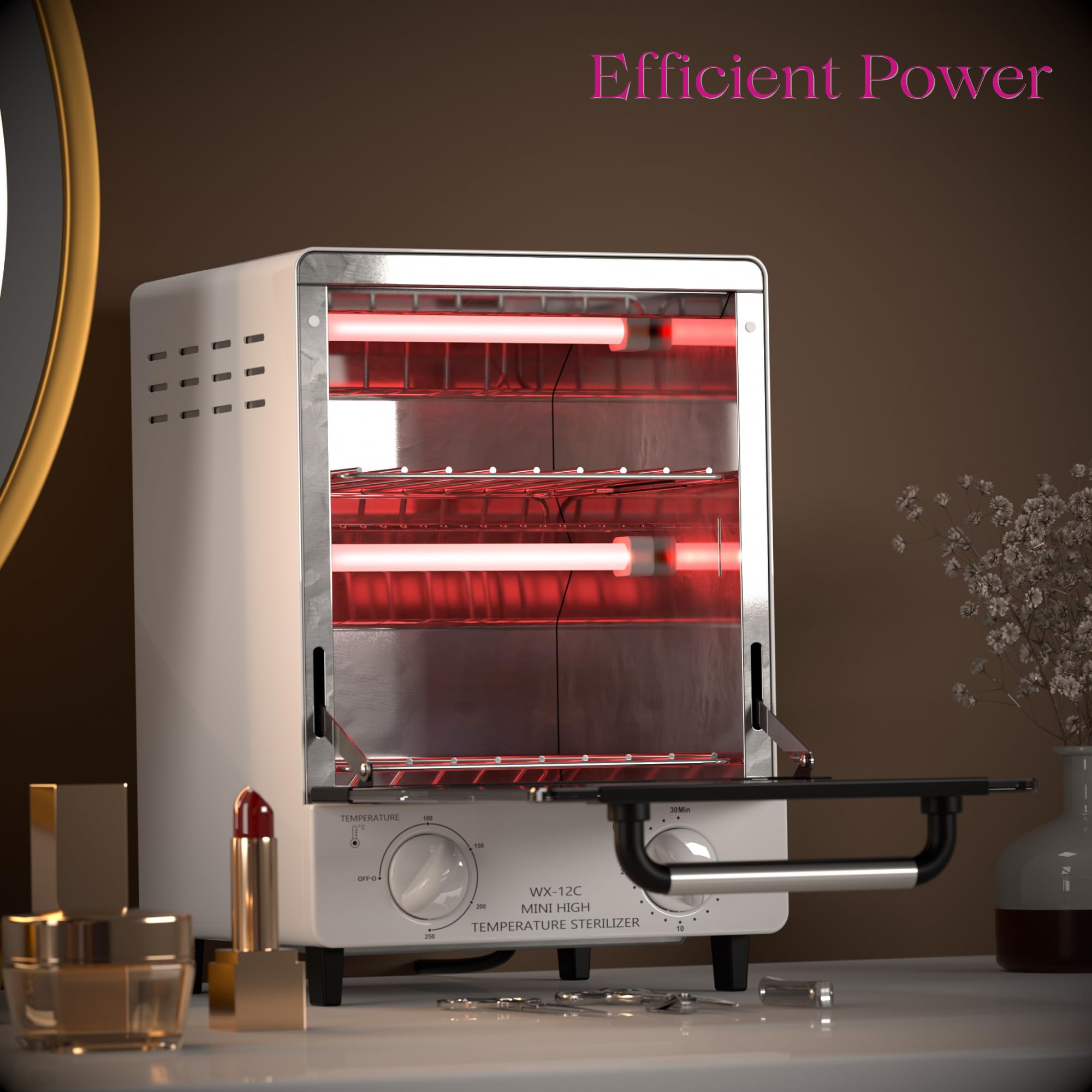 Sterilizer for Nail Tools - 12L High-Temperature Cleaning Box, 4 Temp Settings, 2 Trays, Tweezer Sterilizer, 110V