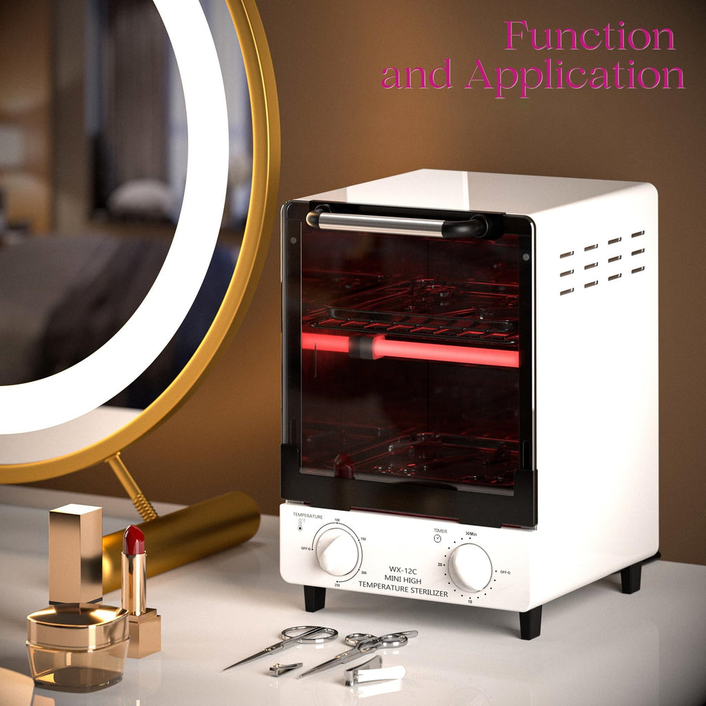 Sterilizer for Nail Tools - 12L High-Temperature Cleaning Box, 4 Temp Settings, 2 Trays, Tweezer Sterilizer, 110V