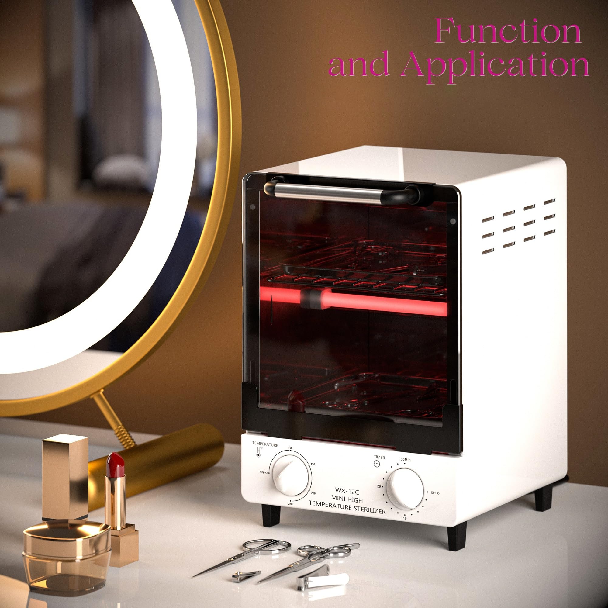 Sterilizer for Nail Tools - 12L High-Temperature Cleaning Box, 4 Temp Settings, 2 Trays, Tweezer Sterilizer, 110V