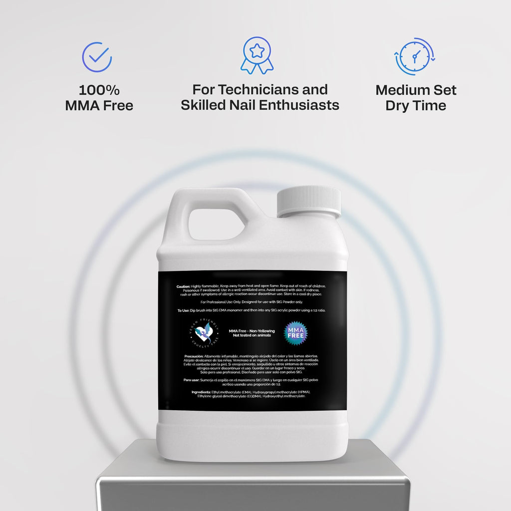 STG Acrylic Monomer EMA - MMA Free, Primerless, Non-Yellowing, Purple 16oz | Nail Sculpting Liquid