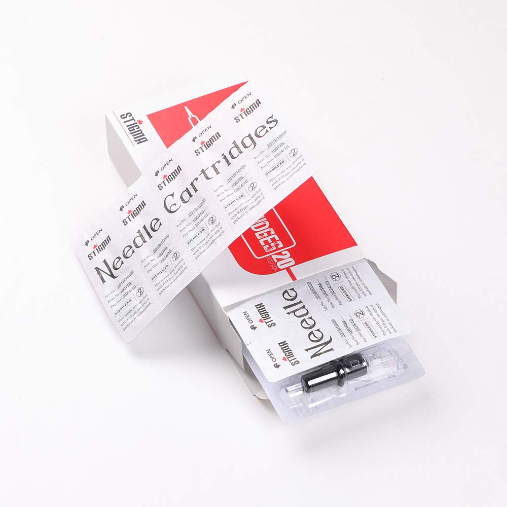 STIGMA EN05-20-1011RM Bugpin Disposable Tattoo Cartridges – Membrane Safety, Curved/Round Magnum Shader, 20Pcs