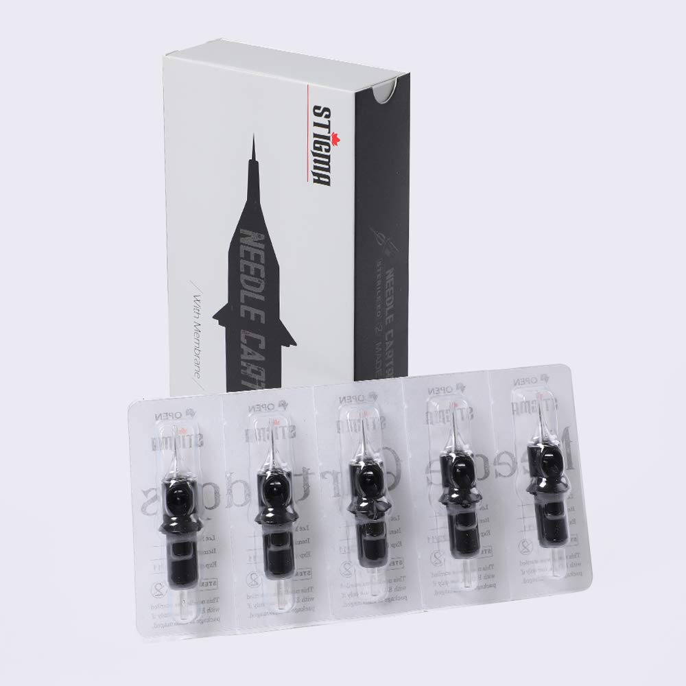 STIGMA EN05-20-1011RS Bugpin Disposable Tattoo Needle Cartridges – Round Shader, Membrane Safety, 20Pcs
