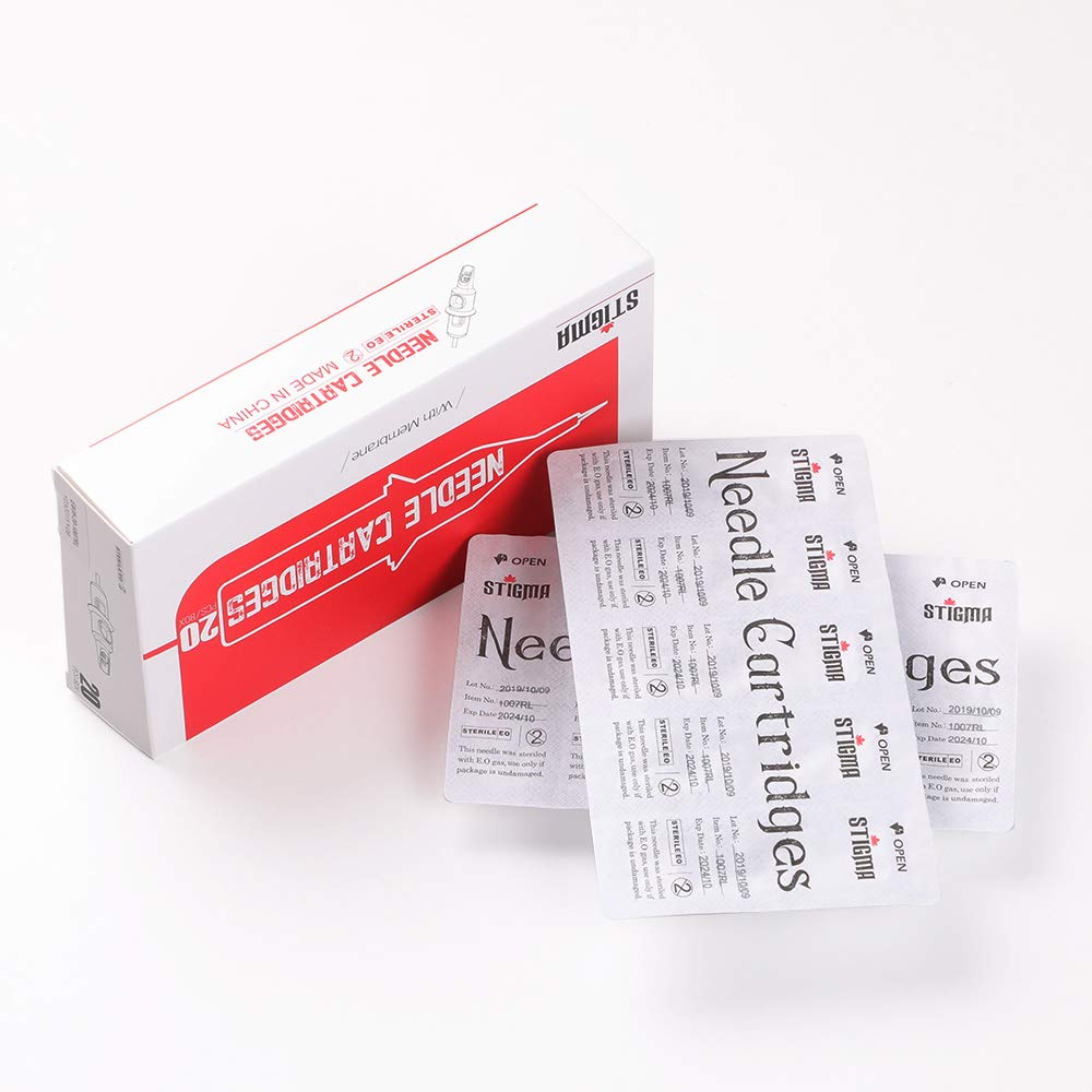 STIGMA EN05-20-1211RS: 20Pcs Standard Disposable Tattoo Needle Cartridges with Membrane Safety – Round Shader