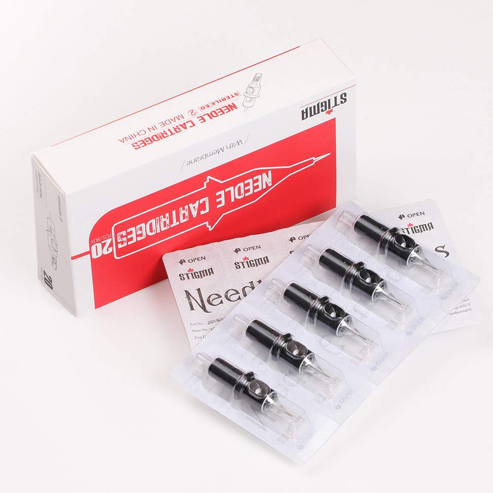 STIGMA EN05-20-1214RL Standard Disposable Tattoo Needle Cartridges with Membrane Safety – 20 Pcs Round Liner
