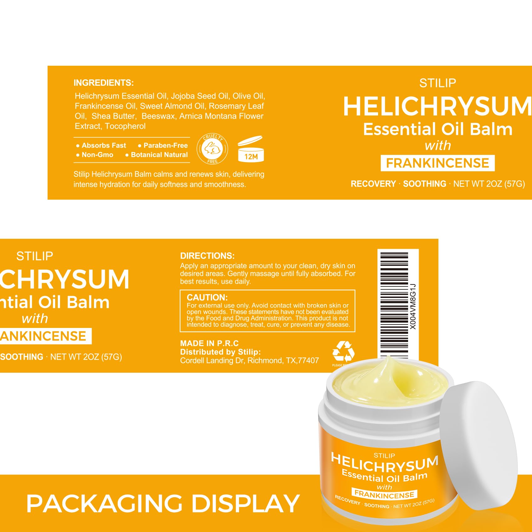 STILIP Helichrysum Balm with Frankincense – 2oz Deep Repair Face Cream