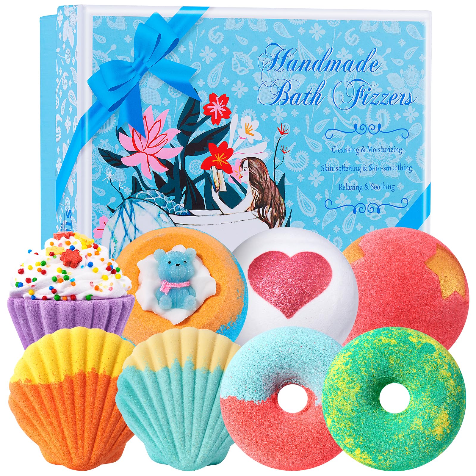 STNTUS INNOVATIONS Bath Bombs – 7-Piece Natural Gift Set with Shea & Cocoa Butter