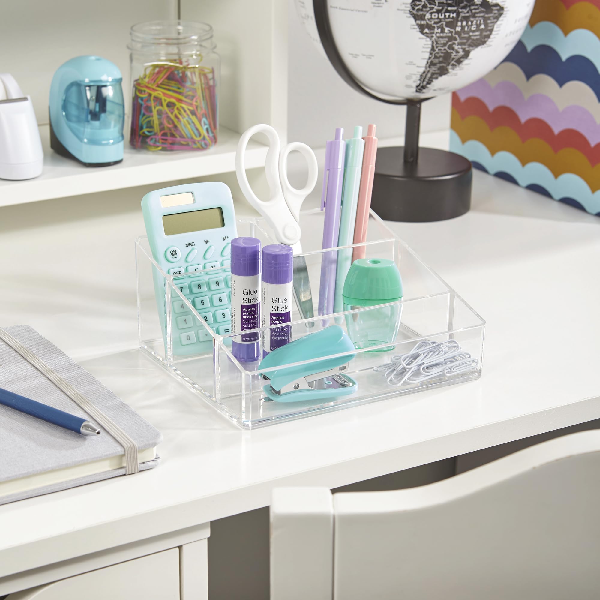 STORi Clear Plastic Small Countertop Vanity Organizer — 4-Compartment, Pack of 2, Made in USA