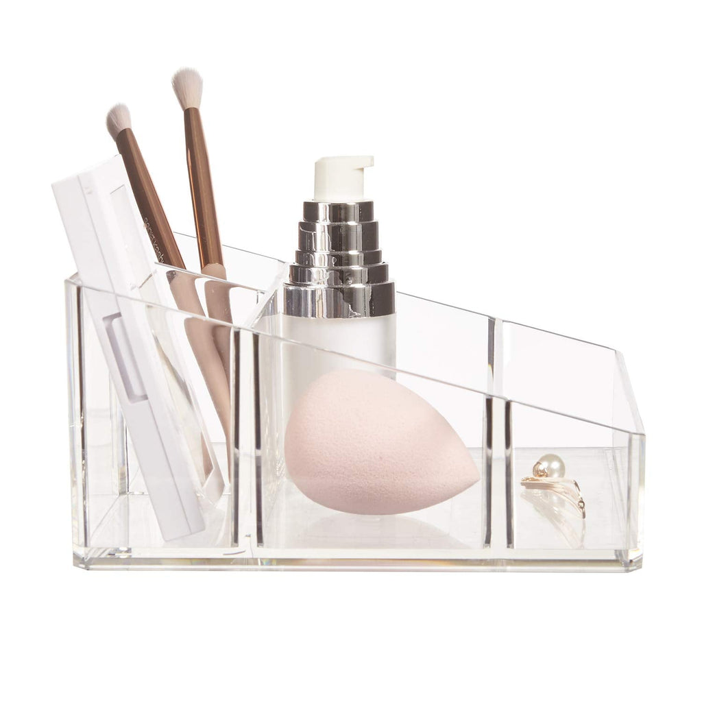 STORi Clear Plastic Small Countertop Vanity Organizer — 4-Compartment, Pack of 2, Made in USA