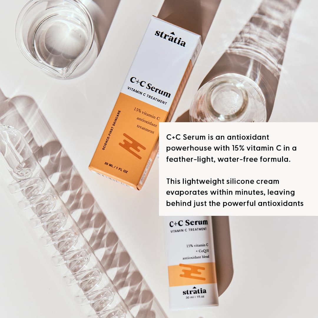 Stratia C+C Vitamin C Serum – 15% Vitamin C, 10% L-Ascorbic Acid, Water-Free (1 Fl Oz)