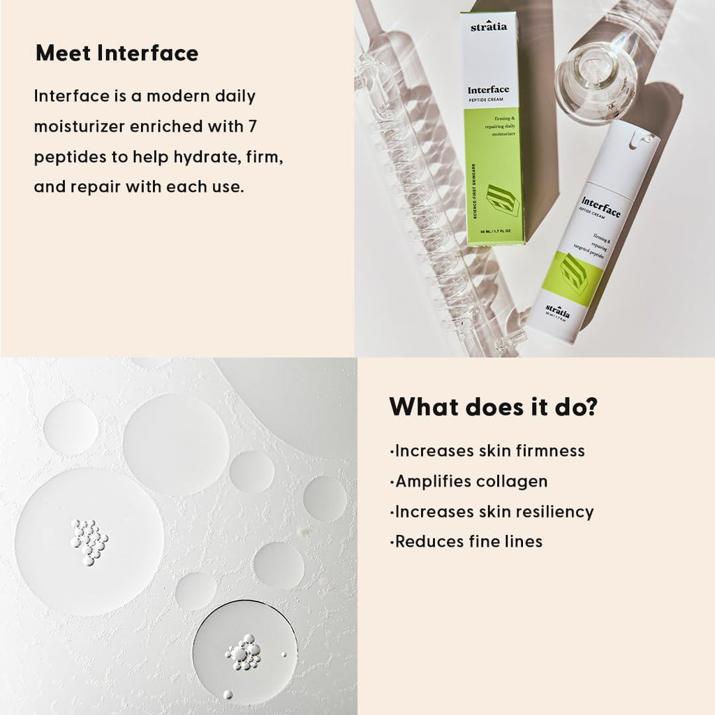Stratia Interface Daily Moisturizer with Peptides – Hydration & Barrier Support for All Skin Types (1.7 oz)