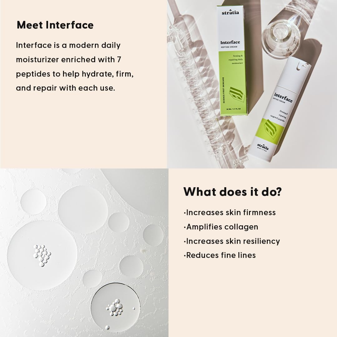 Stratia Interface Daily Moisturizer with Peptides – Hydration & Barrier Support for All Skin Types (1.7 oz)