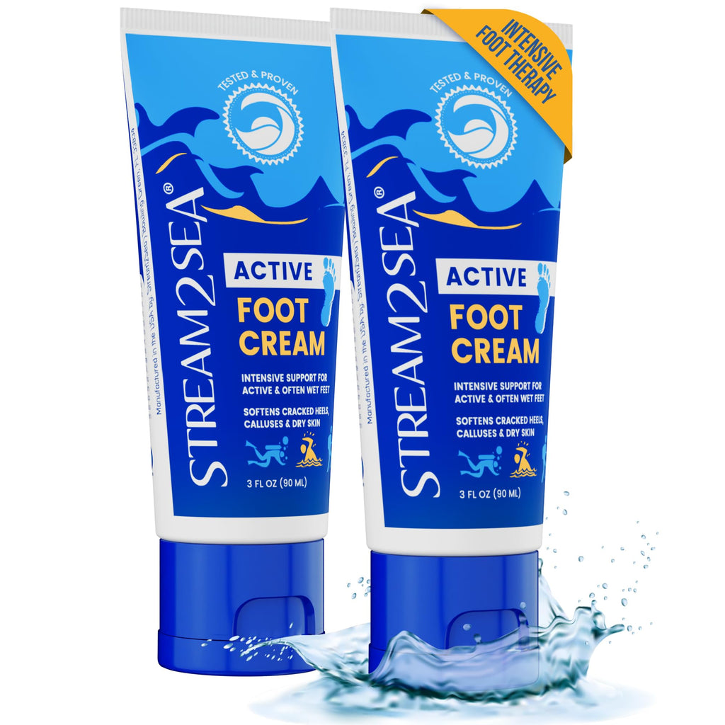 STREAM 2 SEA Active Foot Cream – Intensive Support for Active & Wet Feet | Fast-Absorbing, Non-Greasy, 2 Pack
