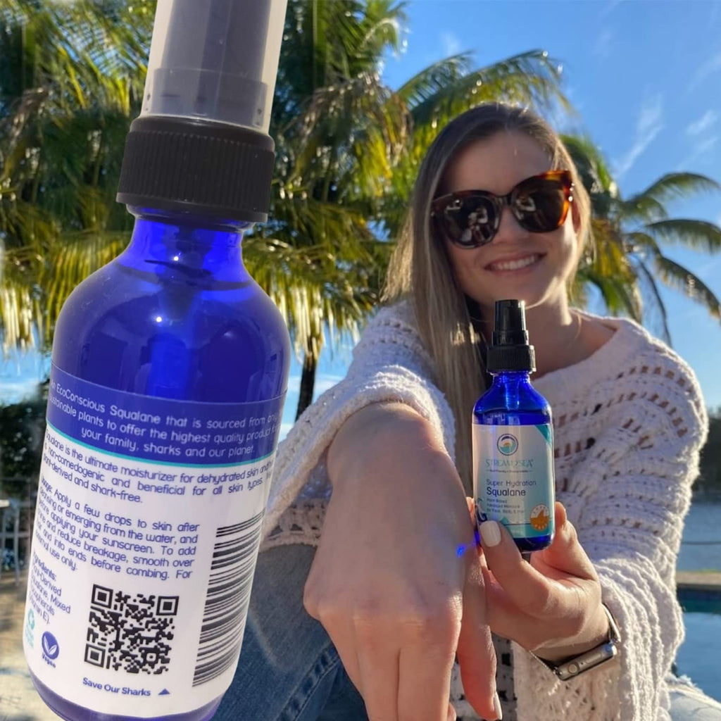 STREAM 2 SEA Squalane Olive-Based Moisturizer – Reef Safe, Shark-Free, Vitamin E, 2 fl oz