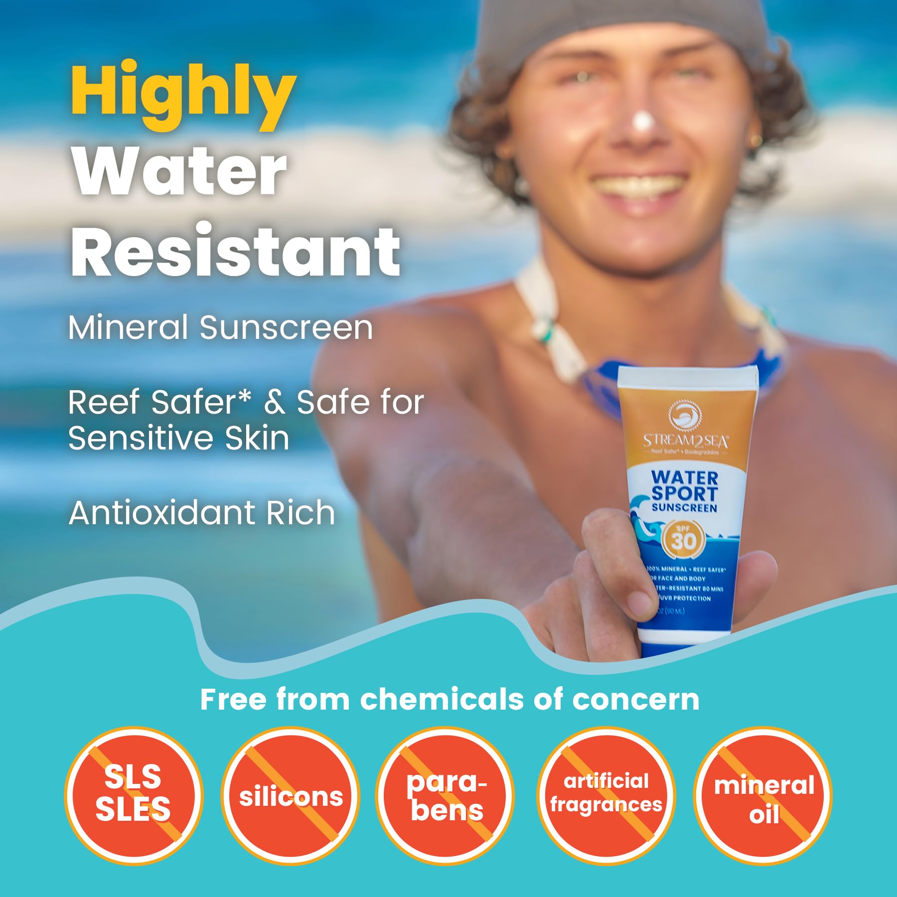 STREAM 2 SEA SPF 20 Tinted Sunscreen — Biodegradable, Reef Safe, Travel Pack of 3 (1 oz each)