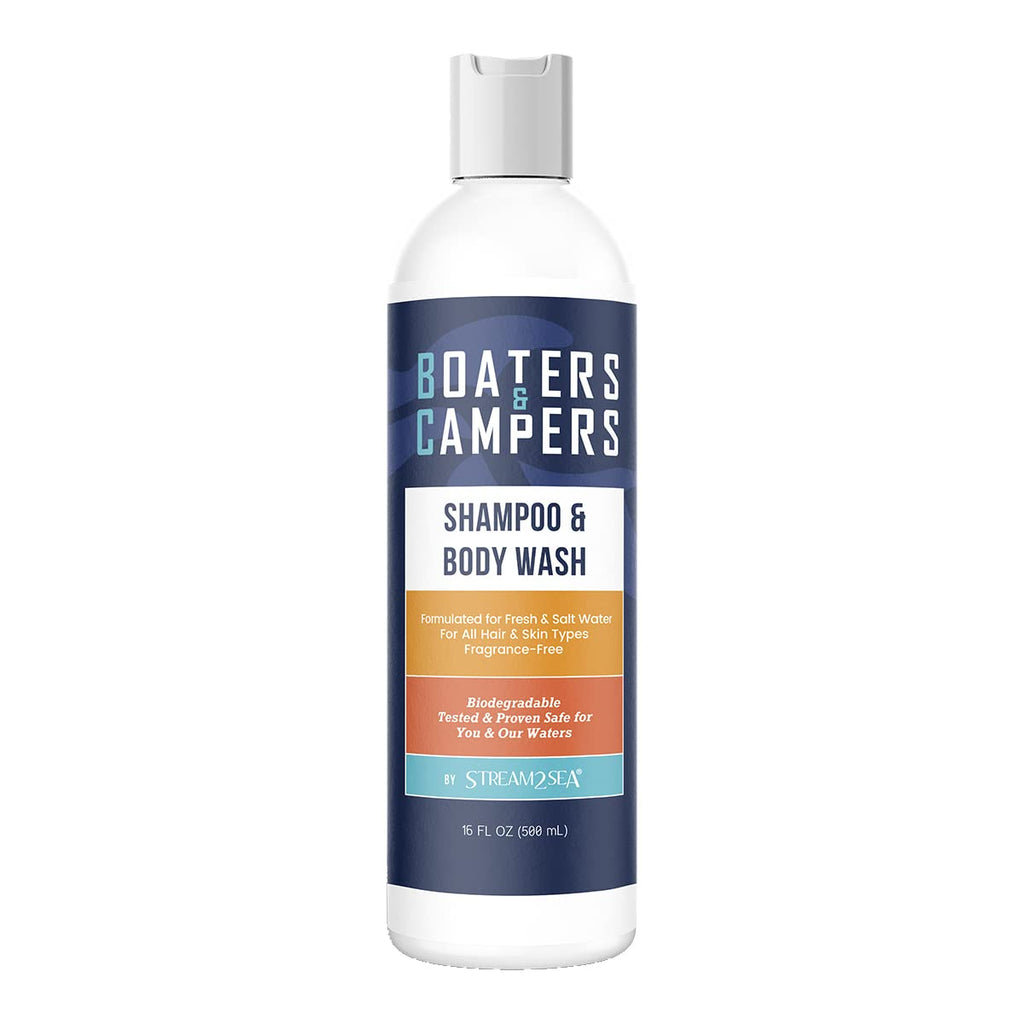 STREAM 2 SEA Boaters & Campers Hair Shampoo – Reef Safe, Fragrance Free, 16 oz