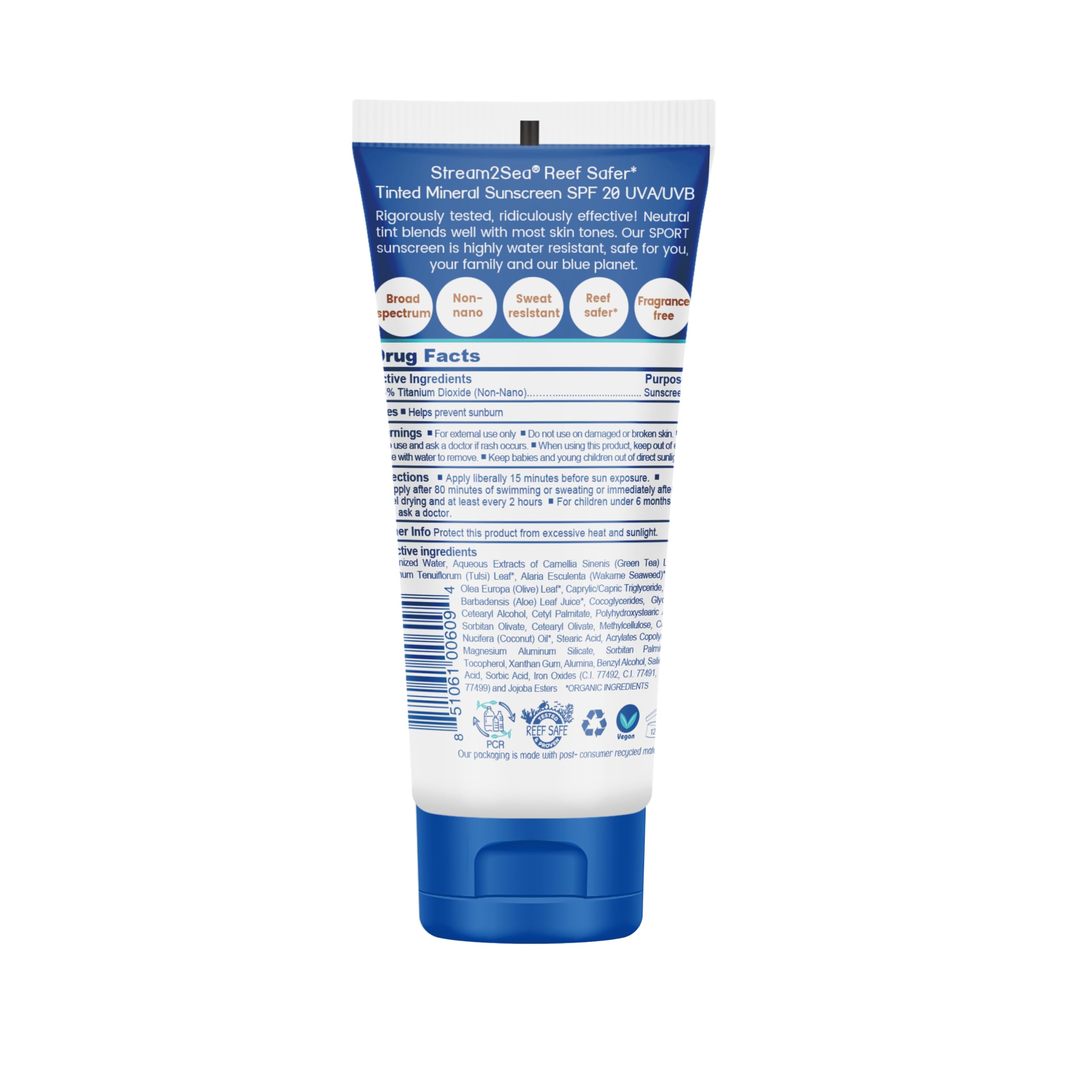 STREAM 2 SEA SPF 20 Tinted Sunscreen — Biodegradable, Reef Safe, Travel Pack of 3 (1 oz each)
