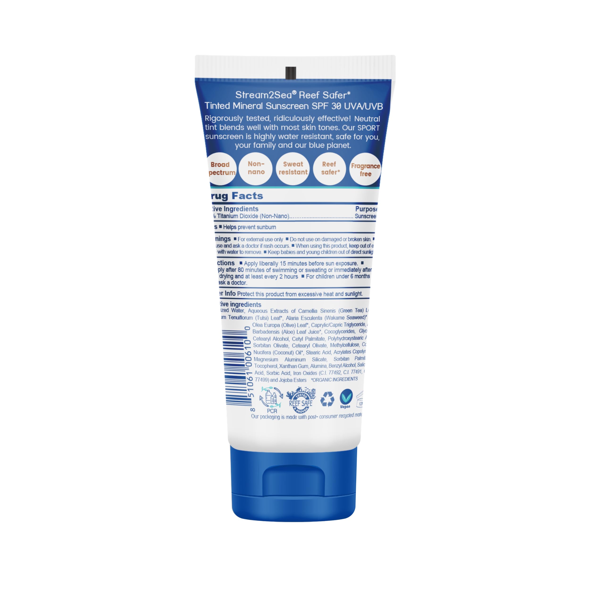 STREAM 2 SEA SPF 30 Tinted Mineral Sunscreen – Biodegradable, Reef Safe, 3-Pack Travel Size