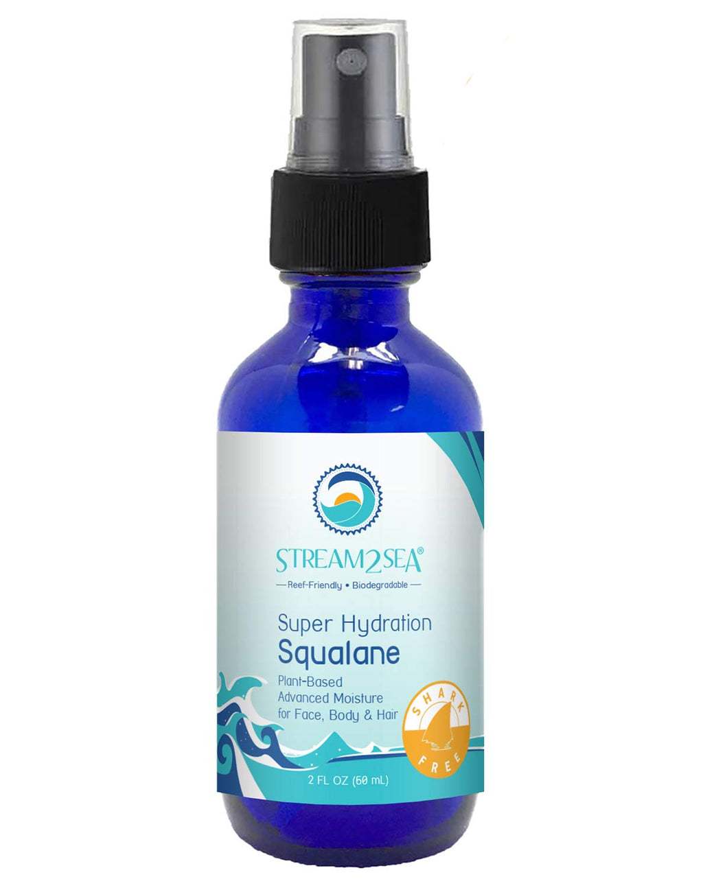 STREAM 2 SEA Squalane Olive-Based Moisturizer – Reef Safe, Shark-Free, Vitamin E, 2 fl oz