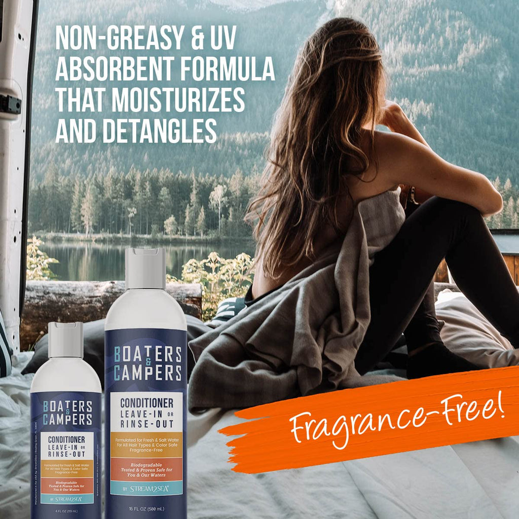 STREAM 2 SEA Hair Conditioner for Boaters & Campers – Reef Safe, Fragrance Free, 16 oz