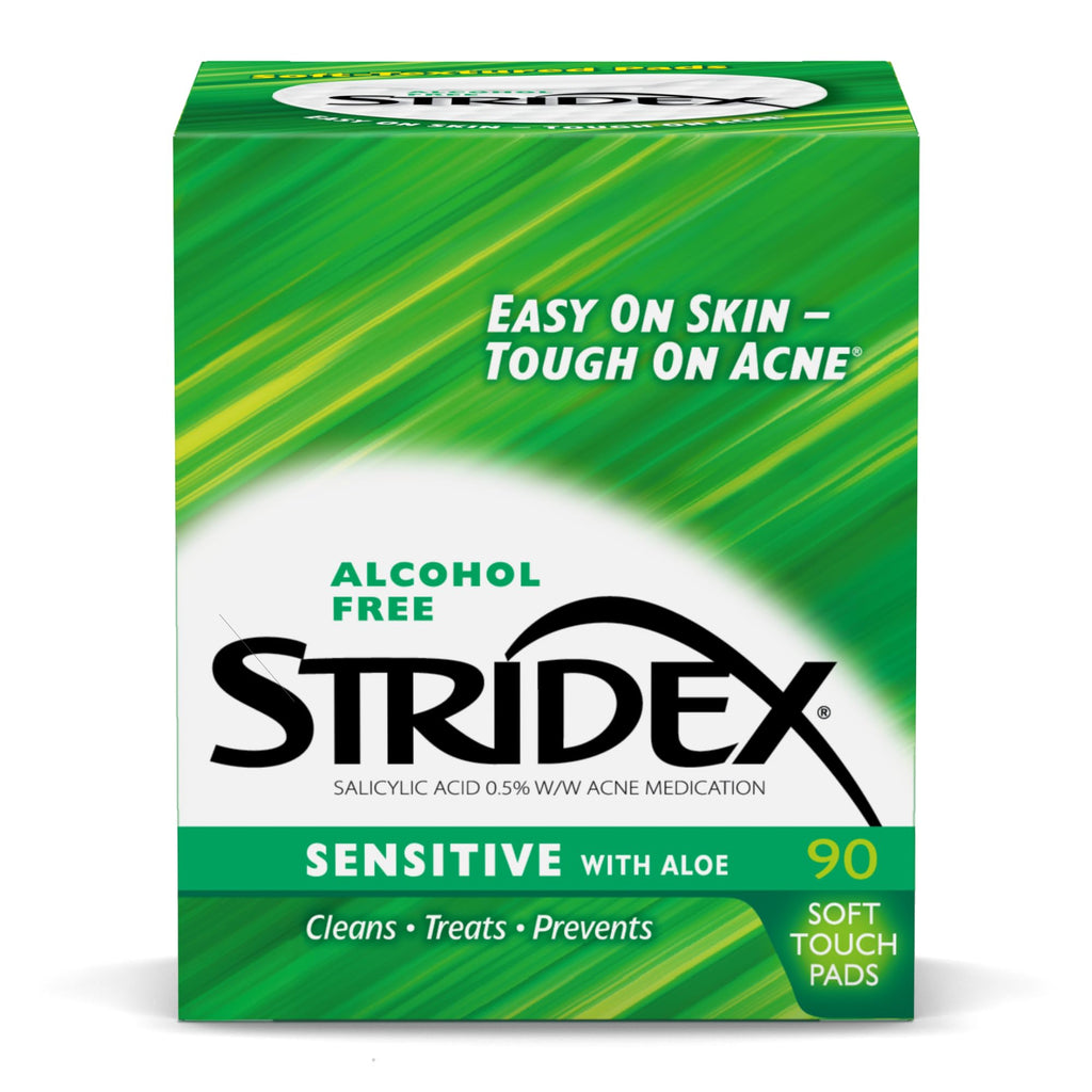 Stridex Medicated Acne Pads, Sensitive – 270 Count (3 Pack) | Gentle, Alcohol-Free